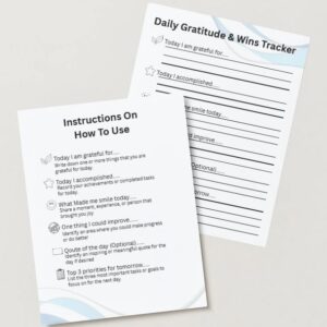 Daily Gratitude & Wins Tracker | Printable Self-Care Worksheet