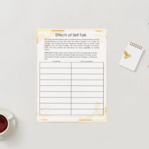 Self-Talk Awareness Worksheet | Counselling and Self-Help Tool | Instant Download CBT Resource