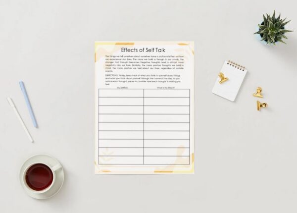 Self-Talk Awareness Worksheet | Counselling and Self-Help Tool | Instant Download CBT Resource